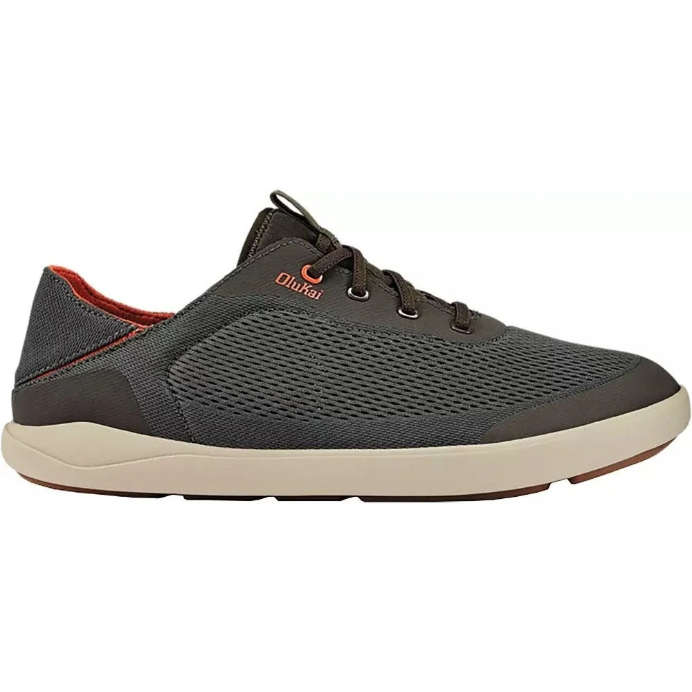 OluKai Nohea Moku Mens Charcoal Gray Mesh Boat Shoes Sneakers Drop-In Heel sz 13